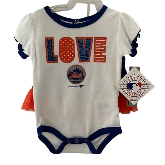 Genuine Merchandise New York Mets Infant LOVE Bodysuit & Skirt Set 0-3 M - Picture 2 of 5